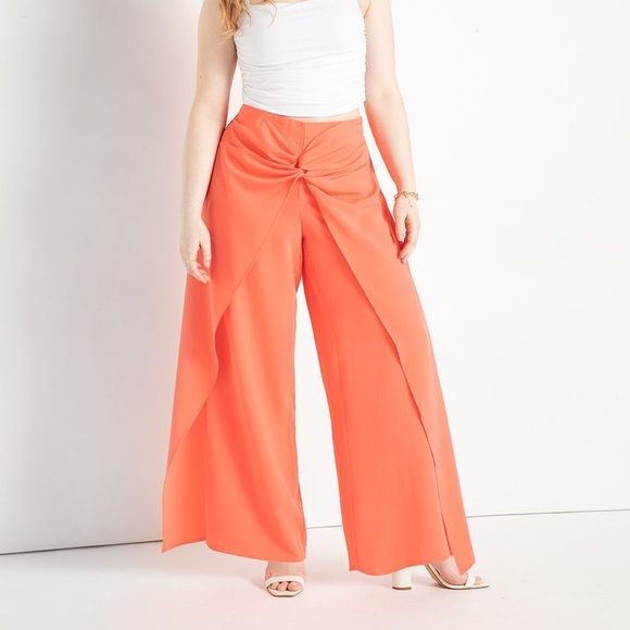 Eloquii | Coral Twist Front Pants - Picture 1 of 5